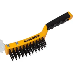 Roughneck Carbon Steel Wire Brush with Integrated Scraper - 4 Rows