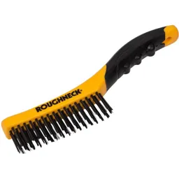 Roughneck Shoe Handle Soft Grip Wire Brush - 4 Rows