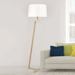 Memphis LS floor lamp with fabric lampshade, white