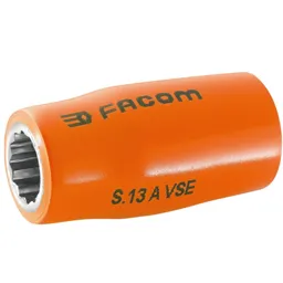 Facom 1/2" Drive 1000v Insulated Bi Hexagon Metric Socket - 1/2", 10mm