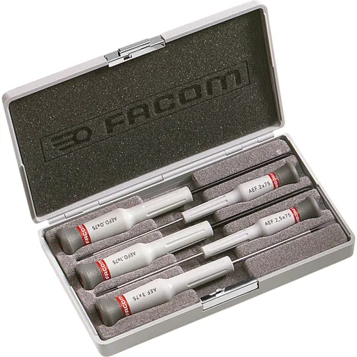 Facom Micro Tech 5 Piece Precision Slotted and Pozi Screwdriver Set