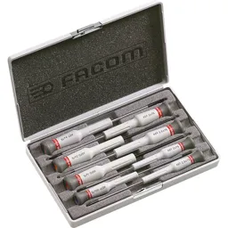 Facom Micro Tech 8 Piece Precision Slotted, Phillips and Pozi Screwdriver Set