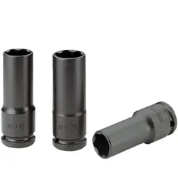 Facom 3 Piece 1/2/" Drive Deep Hexagon Wheel Nut Impact Socket Set Metric - 1/2"