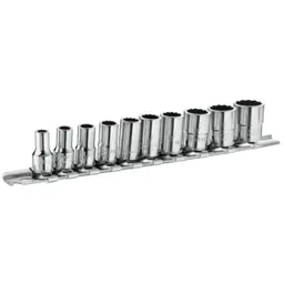 Facom RB.40AU 1/4" Drive 10 Piece 12 Point Socket Set On Rail - 1/4"