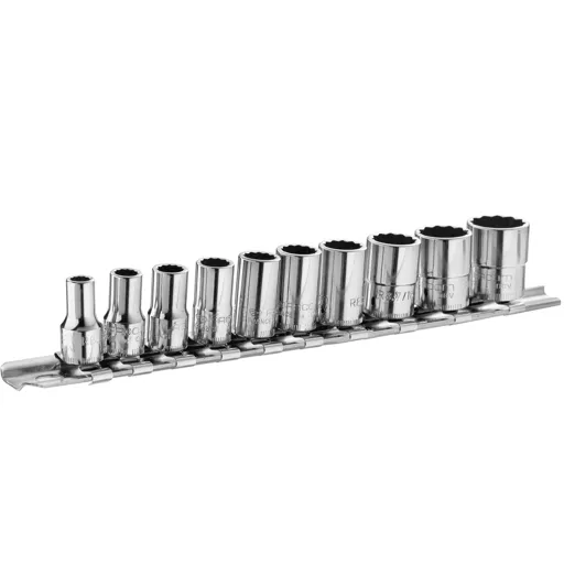 Facom RB.40AE 1/4" Drive 10 Piece 12 Point Socket Set On Rail - 1/4"