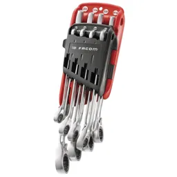 Facom 467 8 Piece Ratchet Combination Spanner Set Imperial