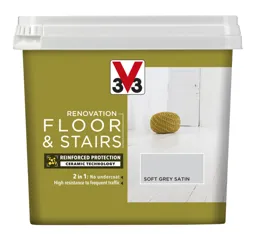 V33 Renovation Soft grey Satin Floor & stair paint, 750ml