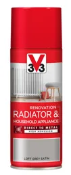 V33 Renovation Loft grey Satin Radiator & appliance paint, 400ml