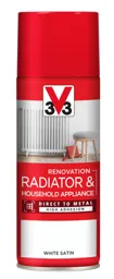 V33 Renovation White Satin Radiator & appliance paint, 400ml