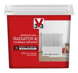 V33 Renovation Soft grey Satin Radiator & appliance paint, 750ml