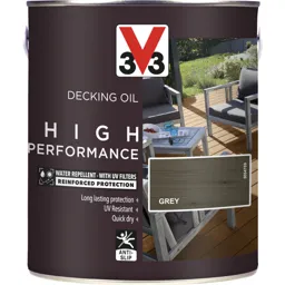 V33 High performance Grey UV resistant Decking Wood oil, 2.5L