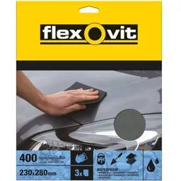 Flexovit Waterproof Sandpaper - Fine, Pack of 3