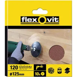 Flexovit Drill Mount Sanding Discs - 125mm, 50g, Pack of 10