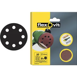Flexovit 125mm Hook and Loop Sanding Discs - 125mm, 50g, Pack of 6
