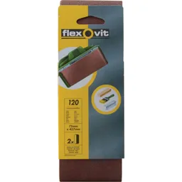 Flexovit Sanding Belts 75 x 457mm - 120g, Pack of 2
