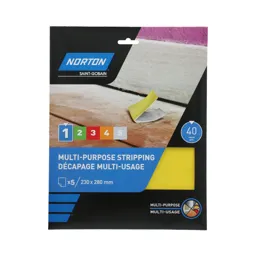 Norton 40 grit Coarse Paint, plaster, varnish & wood Hand sanding sheet, Pack of 5