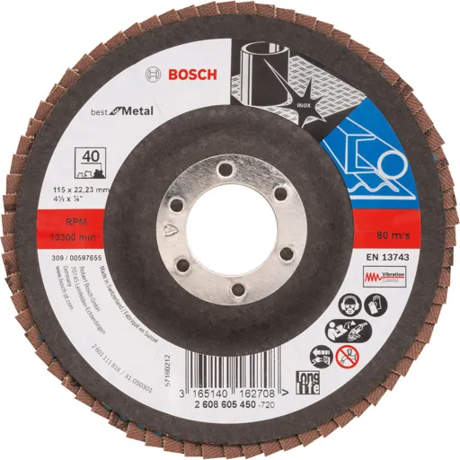 Bosch Zirconium Abrasive Flap Disc - 115mm, 40g