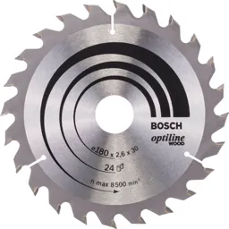 Bosch Optiline Wood Cutting Saw Blade - 180mm, 24T, 30mm