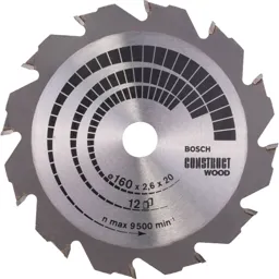 Bosch Construct Wood Cutting Saw Blade - 160mm, 12T, 20mm