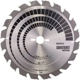 Bosch Construct Nail Proof Wood Cutting Table Saw Blade - 300mm, 20T, 30mm
