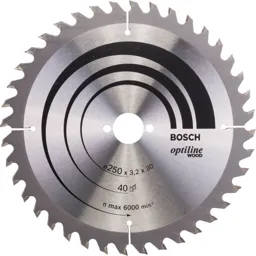 Bosch Optiline Wood Cutting Saw Blade - 250mm, 40T, 30mm