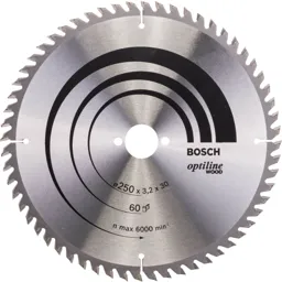 Bosch Optiline Wood Cutting Saw Blade - 250mm, 60T, 30mm