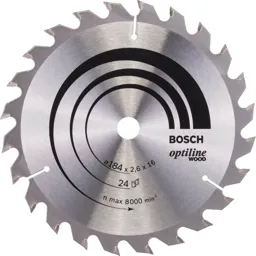 Bosch Optiline Wood Cutting Saw Blade - 184mm, 24T, 16mm