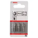 Bosch Extra Hard Phillips Screwdriver Bits - PH3, 25mm, Pack of 3