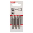 Bosch Extra Hard Phillips Screwdriver Bits - PH3, 50mm, Pack of 3