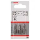 Bosch Extra Hard Pozi Screwdriver Bits - PZ1, 25mm, Pack of 3