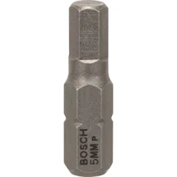 Bosch Hex Extra Hard Screwdriver Bit - Hex 5mm, 25mm, Pack of 3
