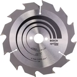 Bosch Optiline Wood Cutting Saw Blade - 160mm, 12T, 20mm