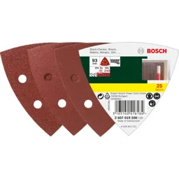 Bosch Hook and Loop Delta Sanding Sheets - 93mm x 93mm, Assorted, Pack of 25