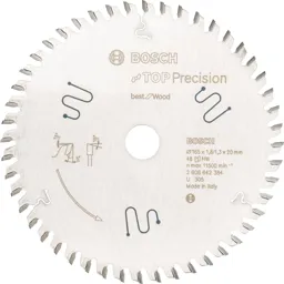 Bosch Top Precision Wood Cutting Saw Blade - 165mm, 48T, 20mm