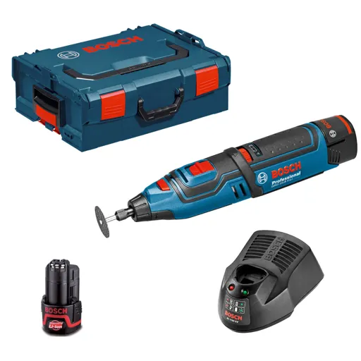 Bosch GRO 12 V-LI 12v Cordless Rotary Multi Tool - 2 x 2ah Li-ion, Charger, Case