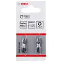 Bosch Impact Control Torsion Pozi Screwdriver Bits - PZ2, 25mm, Pack of 2