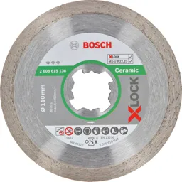 Bosch X Lock Standard Diamond Cutting Disc for Ceramics - 110mm, 1.6mm, 22mm