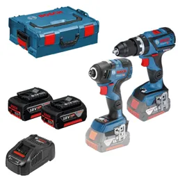 Bosch 18v Brushless Cordless Combi Drill and Impact Driver - 2 x 5ah Li-ion, Charger, Case