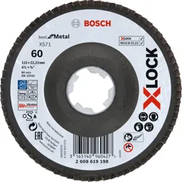 Bosch X Lock Zirconium Abrasive Flap Disc - 115mm, 60g, Pack of 1