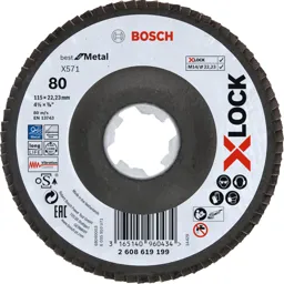 Bosch X Lock Zirconium Abrasive Flap Disc - 115mm, 80g, Pack of 1