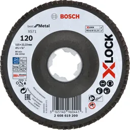 Bosch X Lock Zirconium Abrasive Flap Disc - 115mm, 120g, Pack of 1