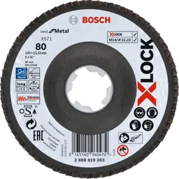 Bosch X Lock Zirconium Abrasive Flap Disc - 125mm, 80g, Pack of 1