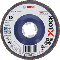 Bosch X Lock Zirconium Abrasive Straight Flap Disc - 115mm, 80g, Pack of 1