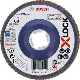 Bosch X Lock Zirconium Abrasive Straight Flap Disc - 125mm, 60g, Pack of 1