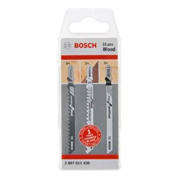 Bosch 15 Piece Assorted Wood Jigsaw Blades Set + FOC Carbide Blade