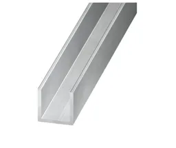 Silver effect Aluminium Equal U-shaped Angle profile, (L)2.5m (W)20mm