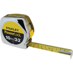 Stanley Classic Powerlock Tape Measure - Imperial & Metric, 10ft / 3m, 19mm