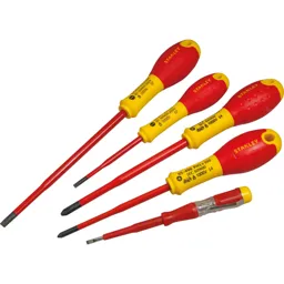 Stanley 5 Piece Fatmax VDE Insulated Pozi and Slotted Screwdriver Set