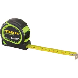 Stanley Tylon Hi-Viz Pocket Tape Measure - Imperial & Metric, 16ft / 5m, 19mm