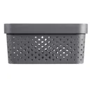 Infinity Dots Matt grey 11L Plastic Non-foldable Stackable Nestable Storage basket (H)14mm (W)27mm